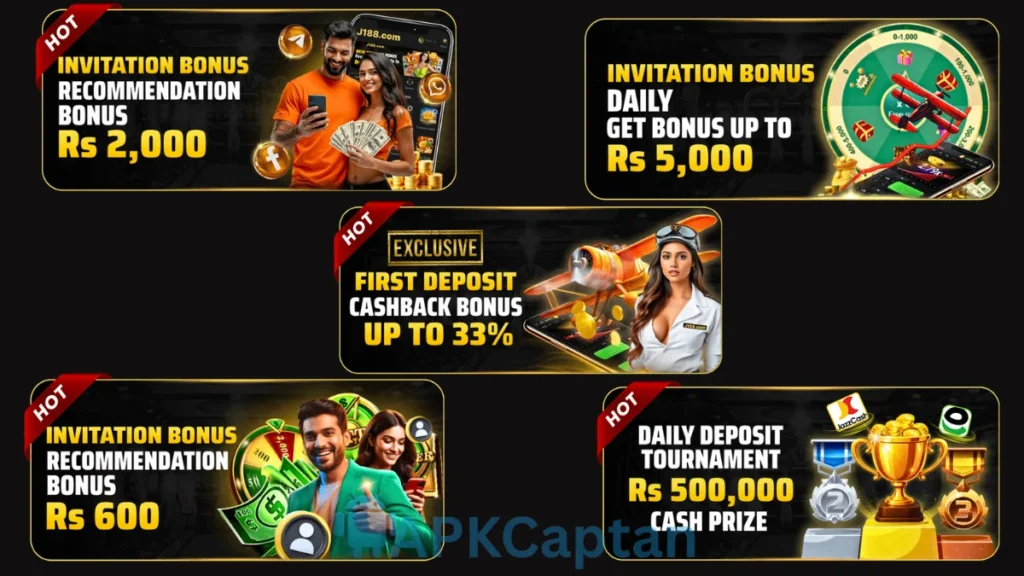 Banners of bonuses in J188 Game APK