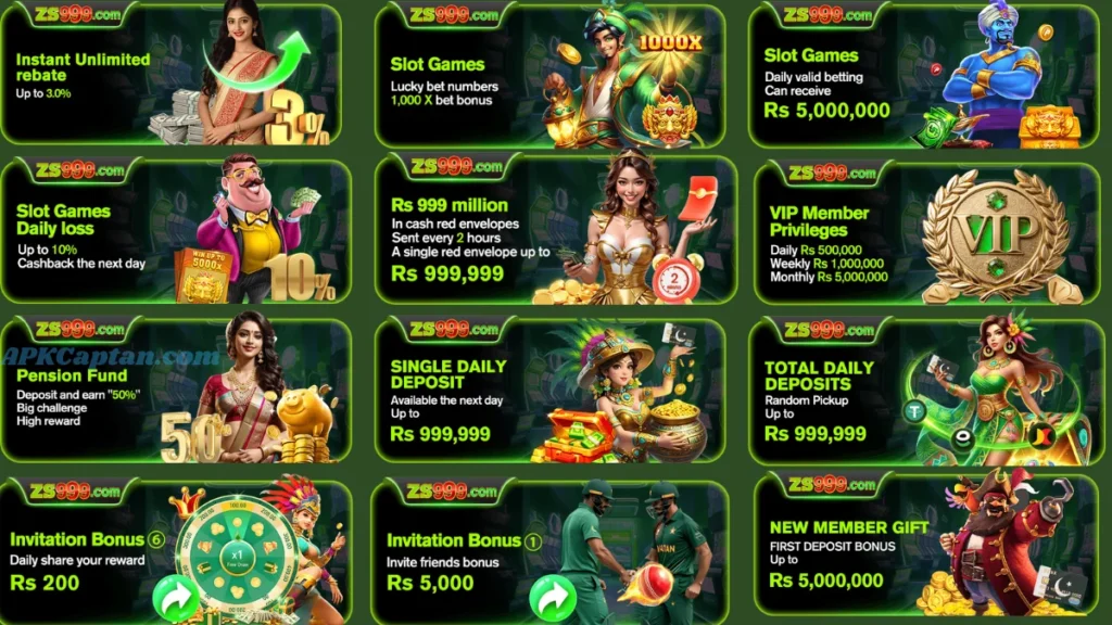 Banners of Bonuses in ZS999 Game APK